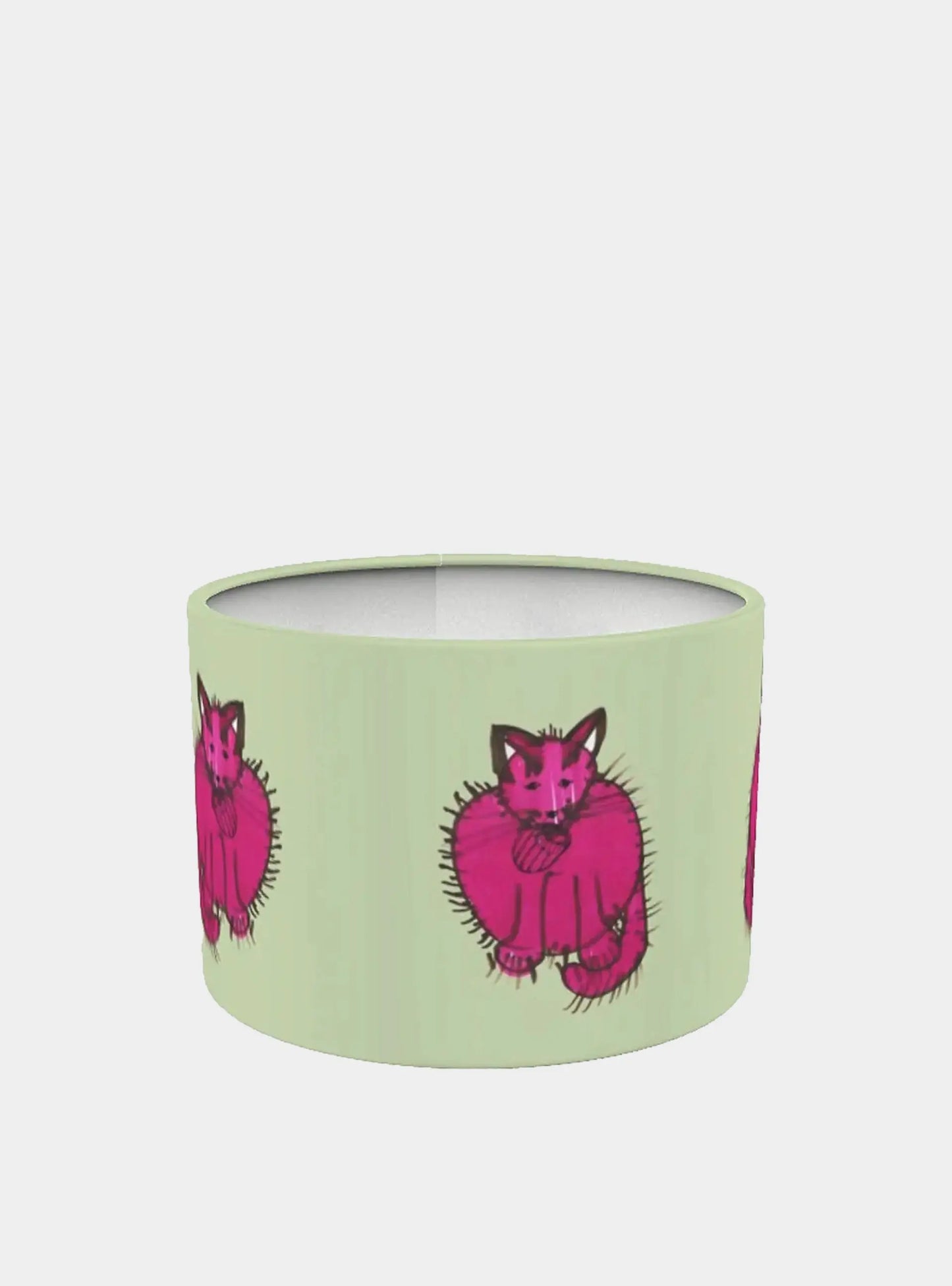 Purry the Burry Pink on Green 30cm Lampshade Long Studio Design