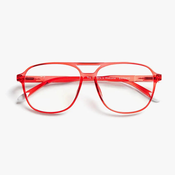 Radiant Red Brad Glossy Glasses Barner