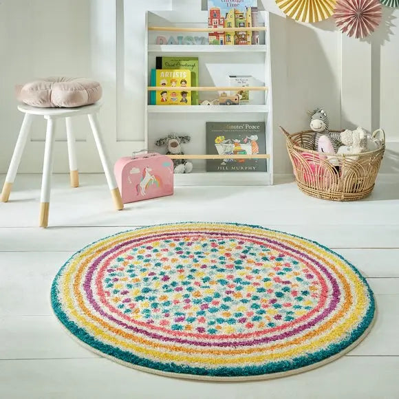 Rainbow Spot Berber Circle Rug Dunelm