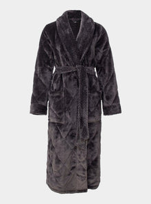  Quilted Velour Robe in Raven