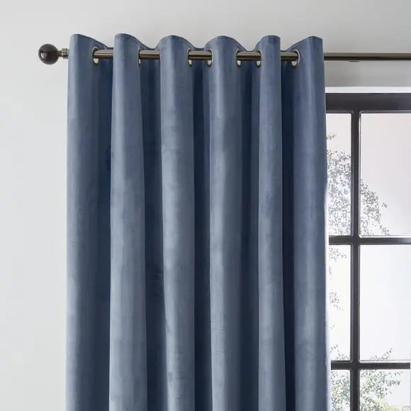 Recycled Velour Eyelet Curtains Dunelm