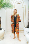 Red Batik Kimono Jacket Robe Wear the World