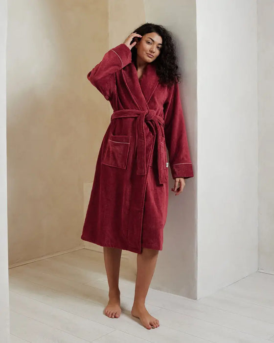 Red Cotton Towelling Dressing Gown Chelsea Peers