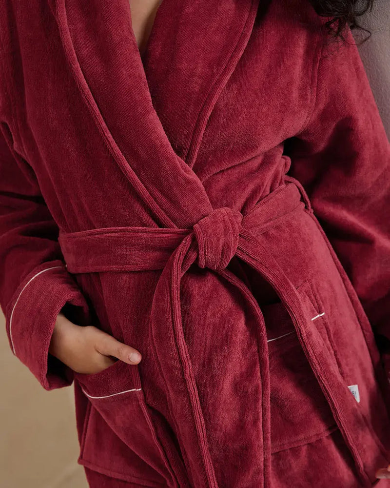 Red Cotton Towelling Dressing Gown Chelsea Peers