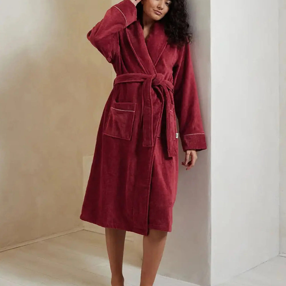 Red Cotton Towelling Dressing Gown Chelsea Peers