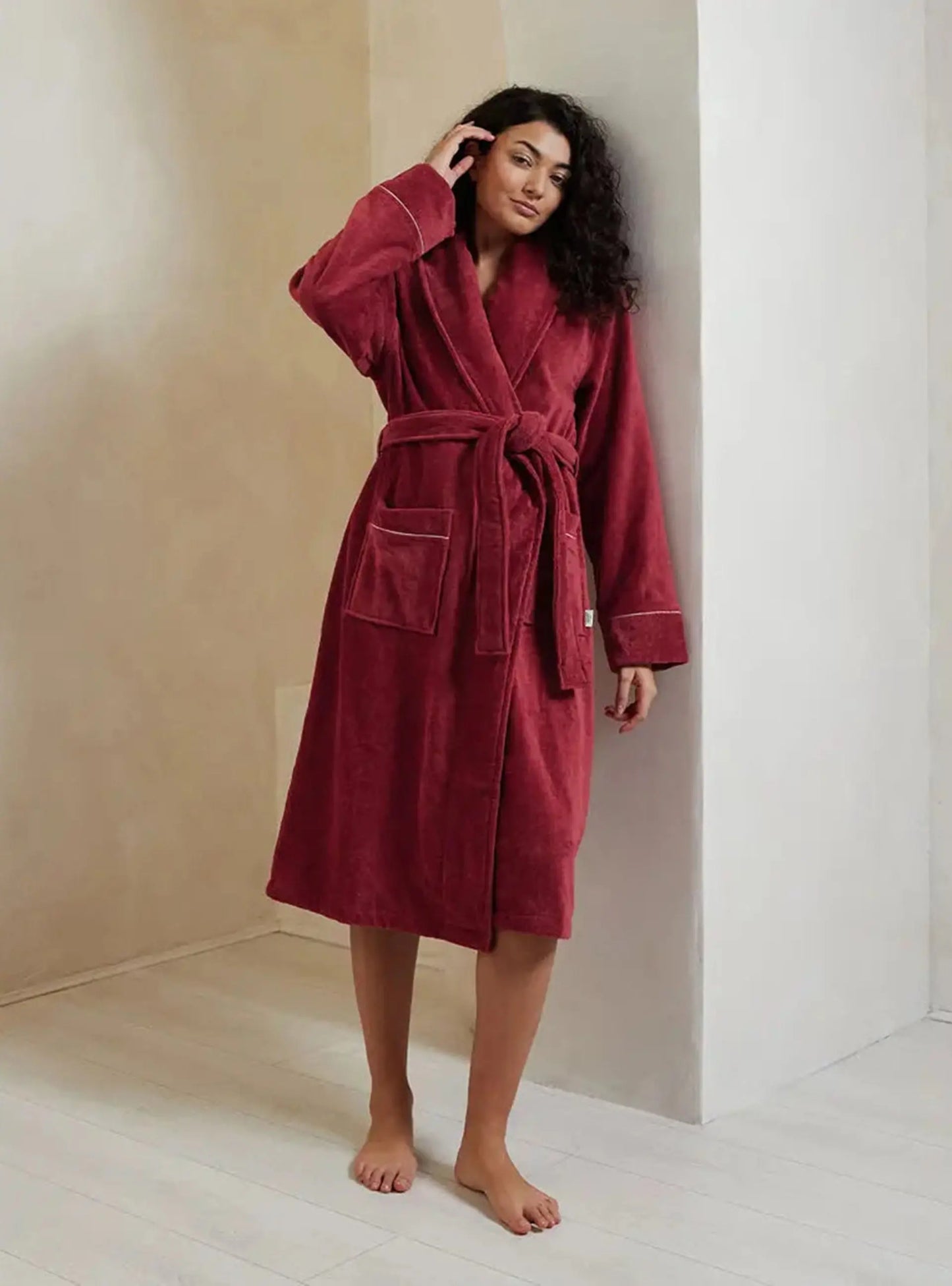 Red Cotton Towelling Dressing Gown Chelsea Peers