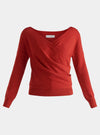 Red Knitted Wrap Top With Long Sleeves Paisie