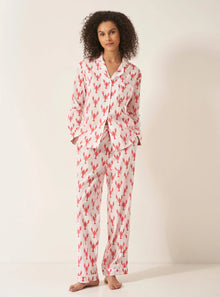  Red Lobster Women's Long Sleeve Organic Cotton Pyjama Trouser Set Myza