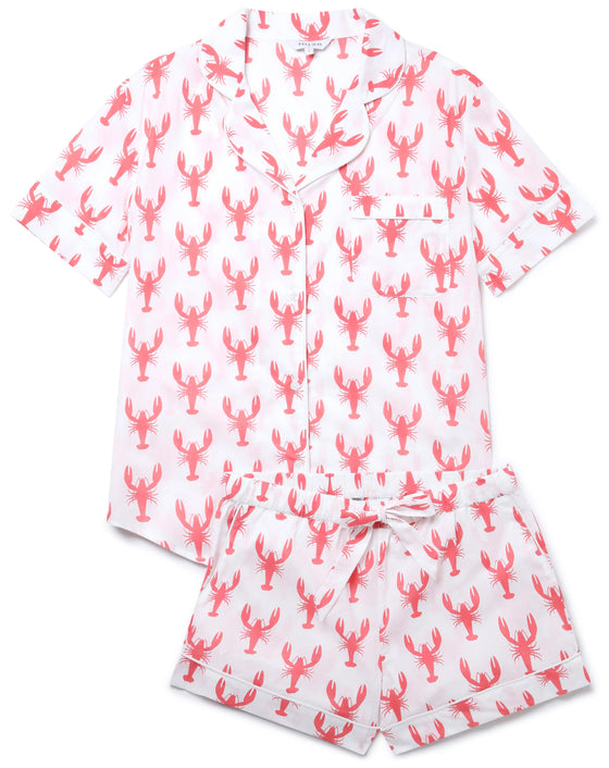 Red Lobster Women's Short Sleeve Organic Cotton Pyjama Short Set Myza