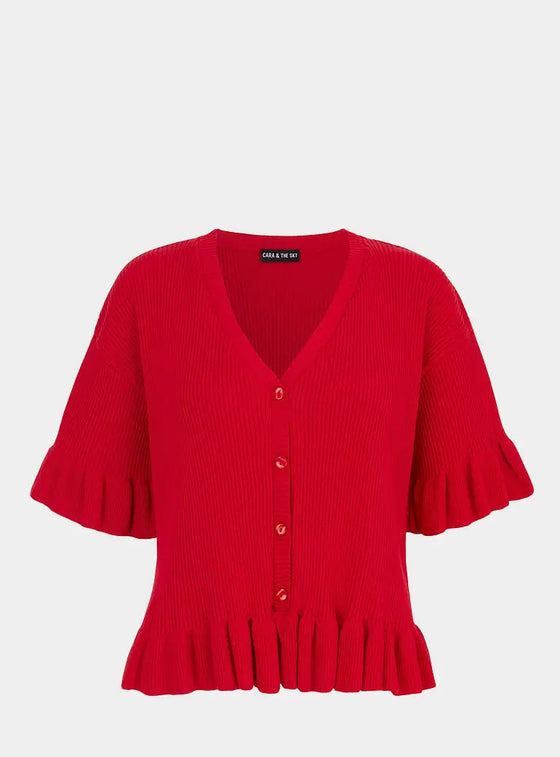 Red Marlow Ruffle Co-Ord Cardigan Cara & The Sky