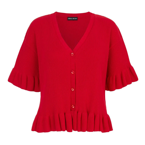 Red Marlow Ruffle Co-Ord Cardigan Cara & The Sky