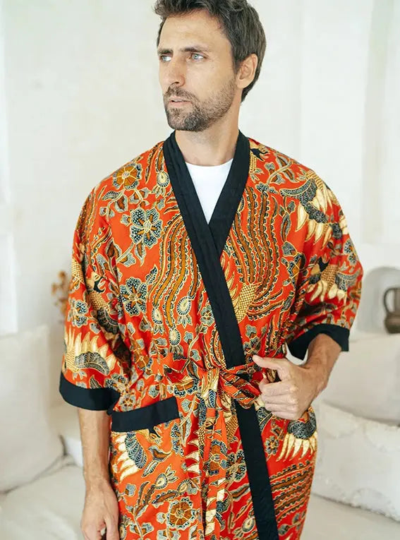 Red Men's Batik Robe SUKARA