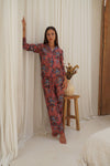 Red Satin Long Pyjama Set Wear the World