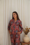 Red Satin Long Pyjama Set Wear the World