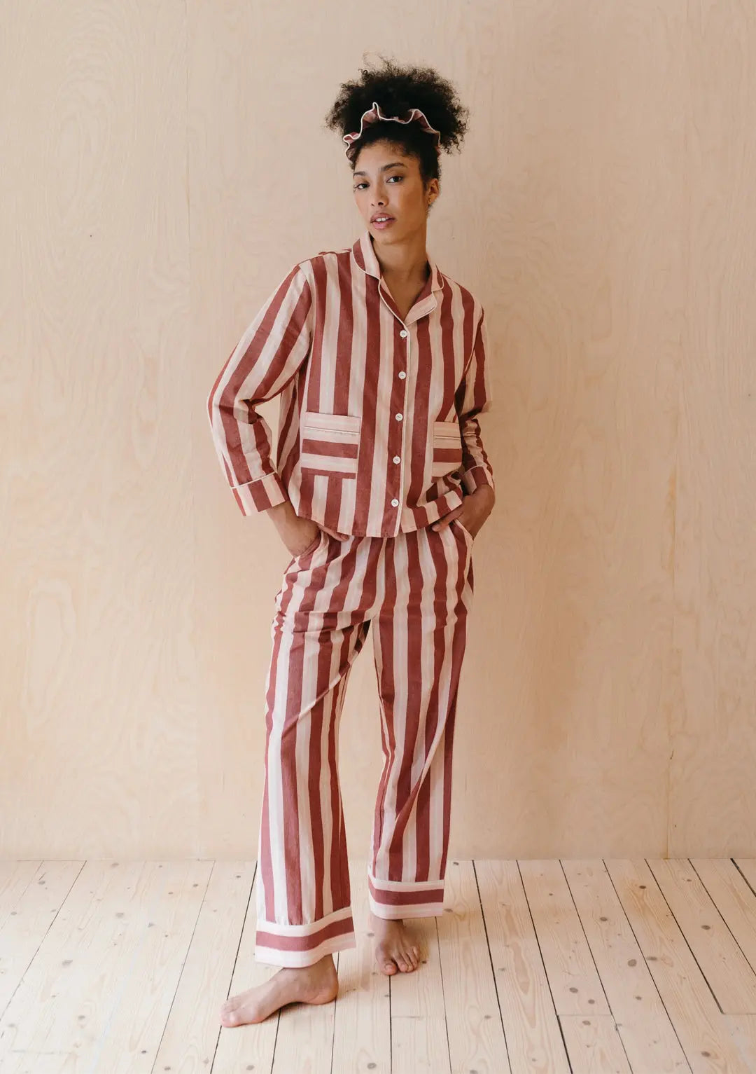 Red Stripe Cotton Pyjama Trouser Set TartanBlanketCo