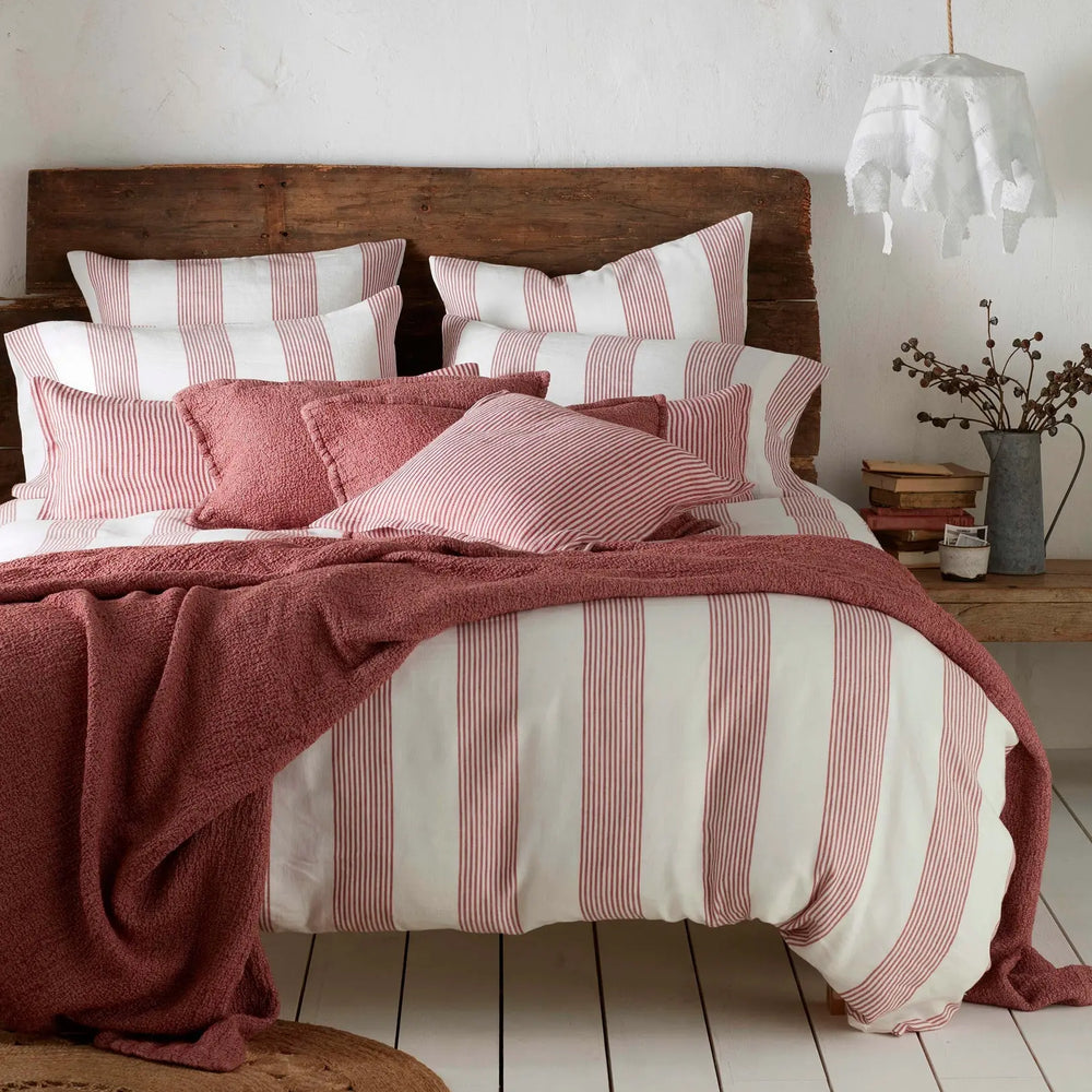 Red Ticking Stripe Cotton Linen Bed Linen The Secret Linen Store