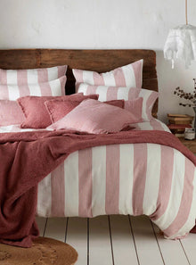  Red Ticking Stripe Cotton Linen Bed Linen