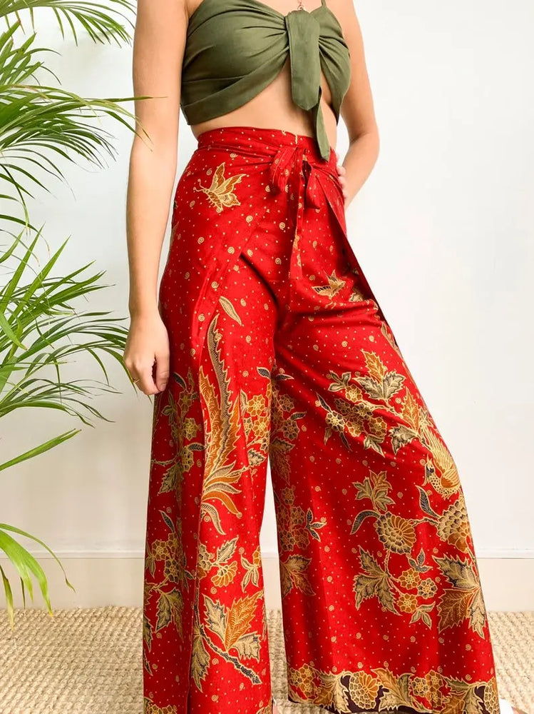 Red Wrap Around Trousers Wear the World