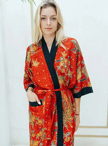  Red and Gold Cotton Kimono Robe SUKARA