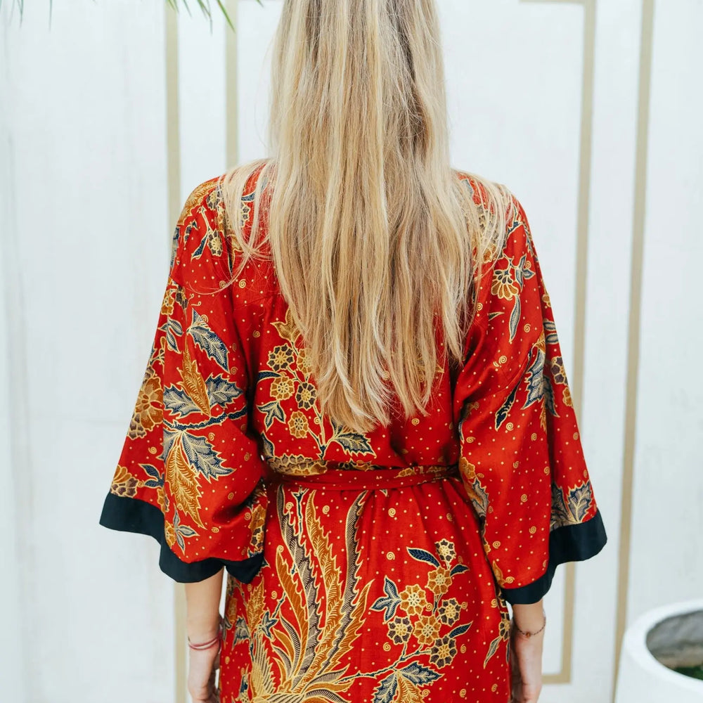 Red and Gold Kimono Robe Wear the World