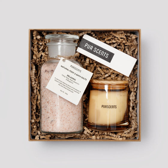 Luxury Relaxing Candle & Bath Salts Gift Set Purscents