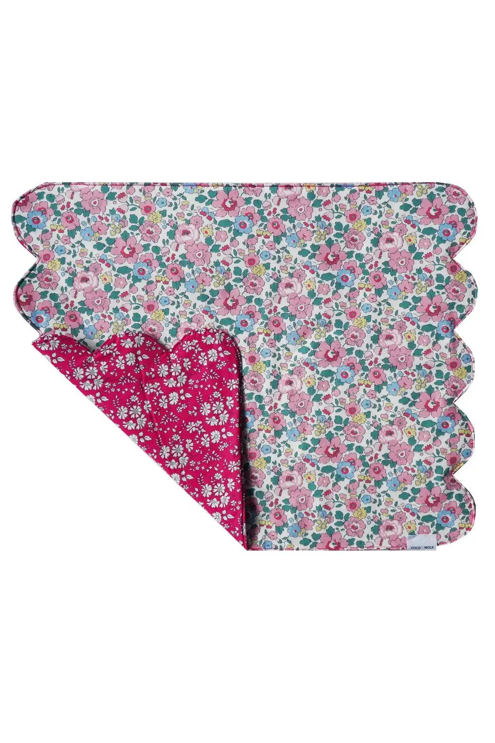 Reversible Cloud Placemat Made With Liberty Fabric BETSY CANDY FLOSS & CAPEL FUCHSIA PINK Coco & Wolf