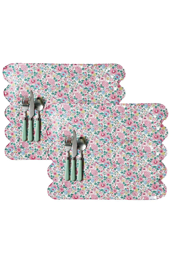 Reversible Cloud Placemat Made With Liberty Fabric BETSY CANDY FLOSS & CAPEL FUCHSIA PINK Coco & Wolf