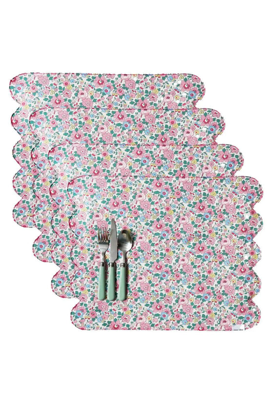 Reversible Cloud Placemat Made With Liberty Fabric BETSY CANDY FLOSS & CAPEL FUCHSIA PINK Coco & Wolf