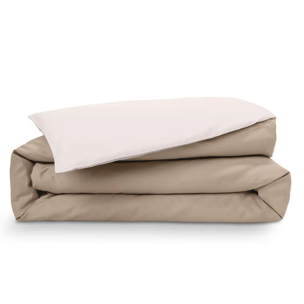 Reversible Cream & Beige Percale 200 TC Duvet Cover Emma