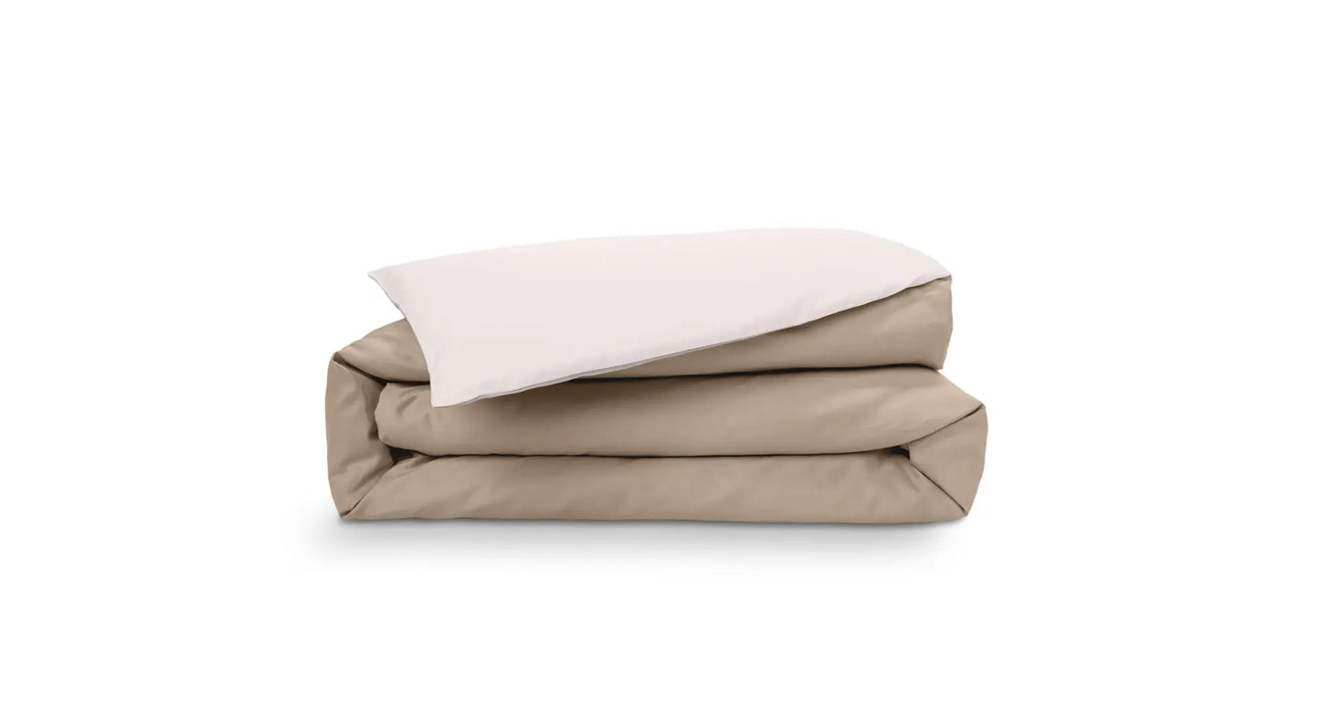 Reversible Cream & Beige Percale 200 TC Duvet Cover Emma