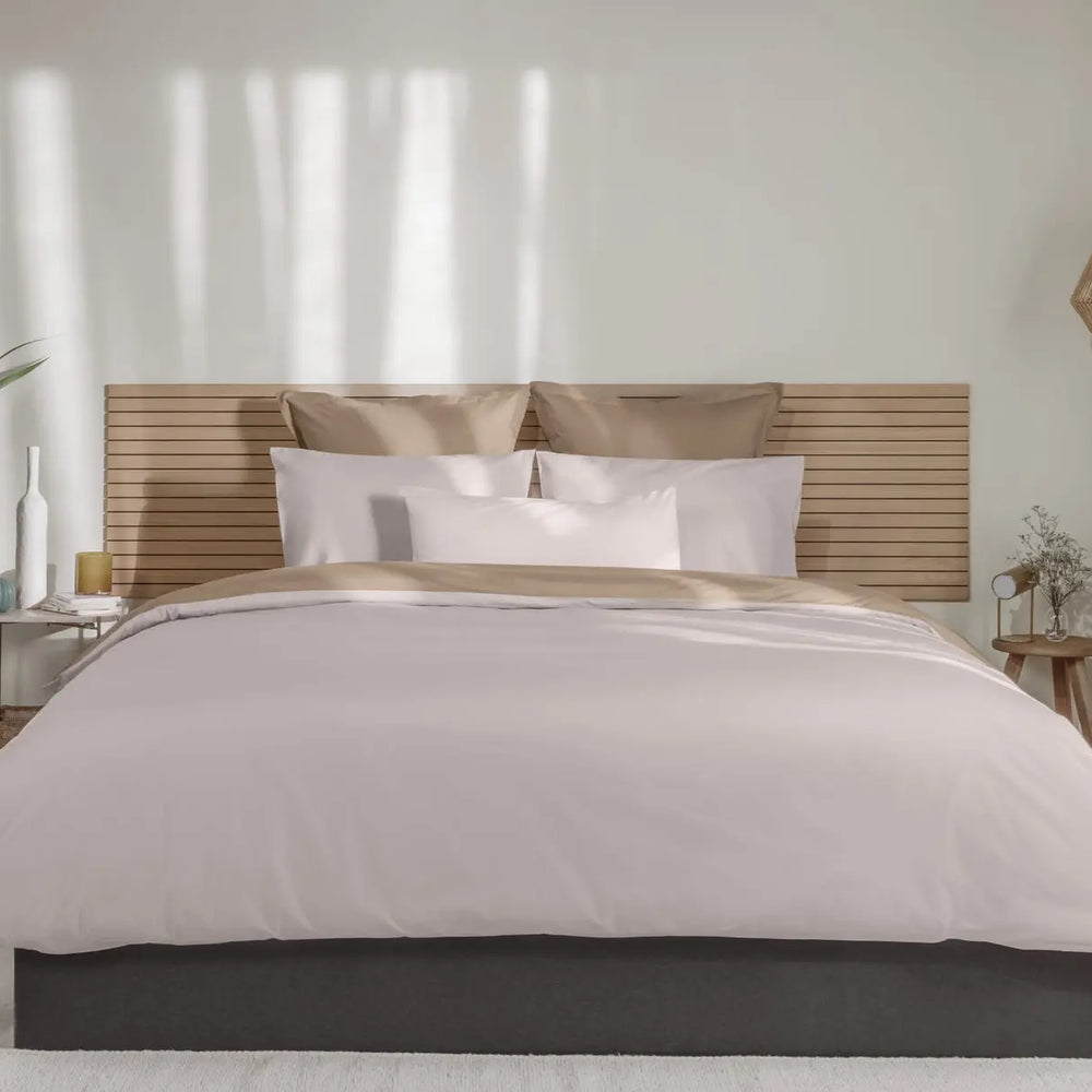 Reversible Cream & Beige Percale 200 TC Duvet Cover Emma