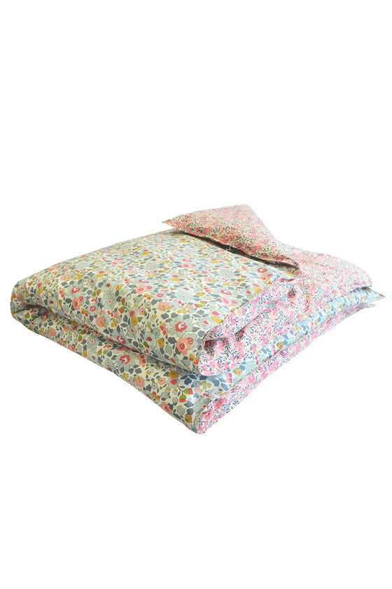 Reversible Heirloom Quilt Made With Liberty Fabric BETSY GREY & WILTSHIRE PINK Coco & Wolf