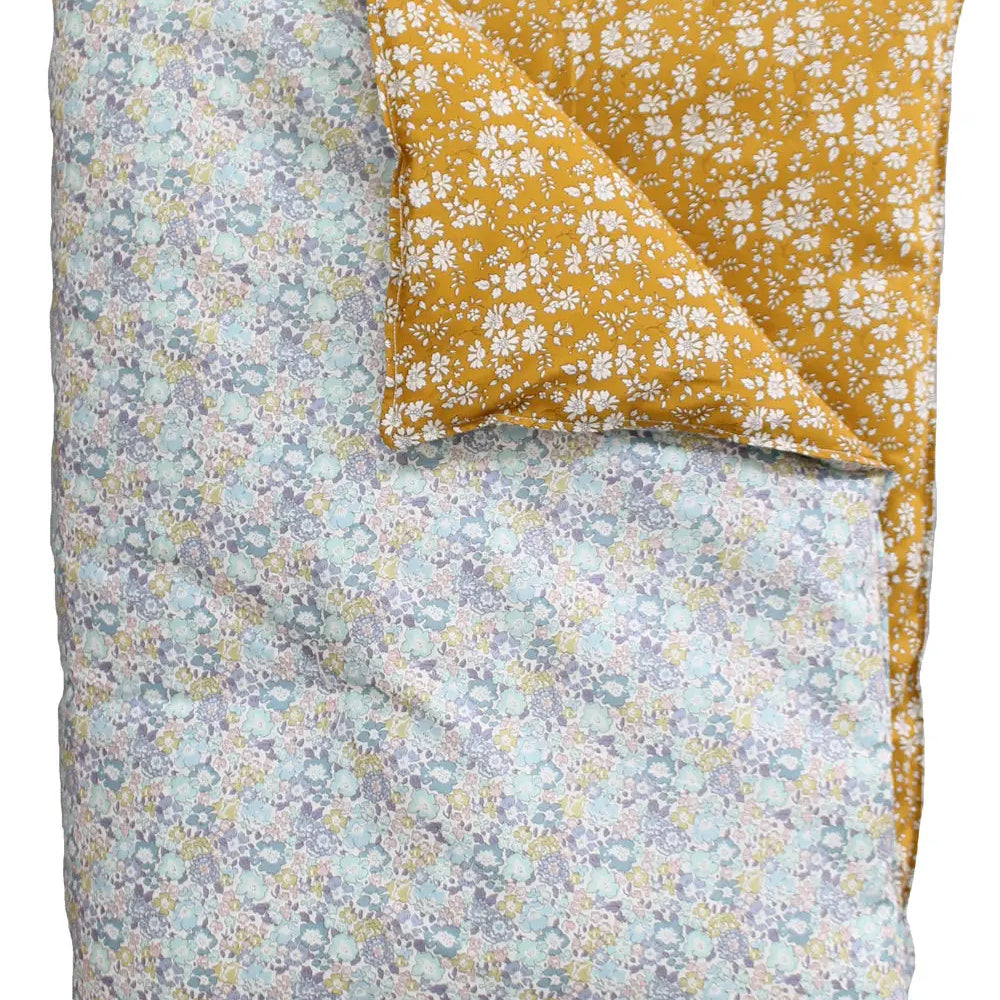 Reversible Heirloom Quilt Made With Liberty Fabric MICHELLE SEA GREEN & CAPEL MUSTARD Coco & Wolf