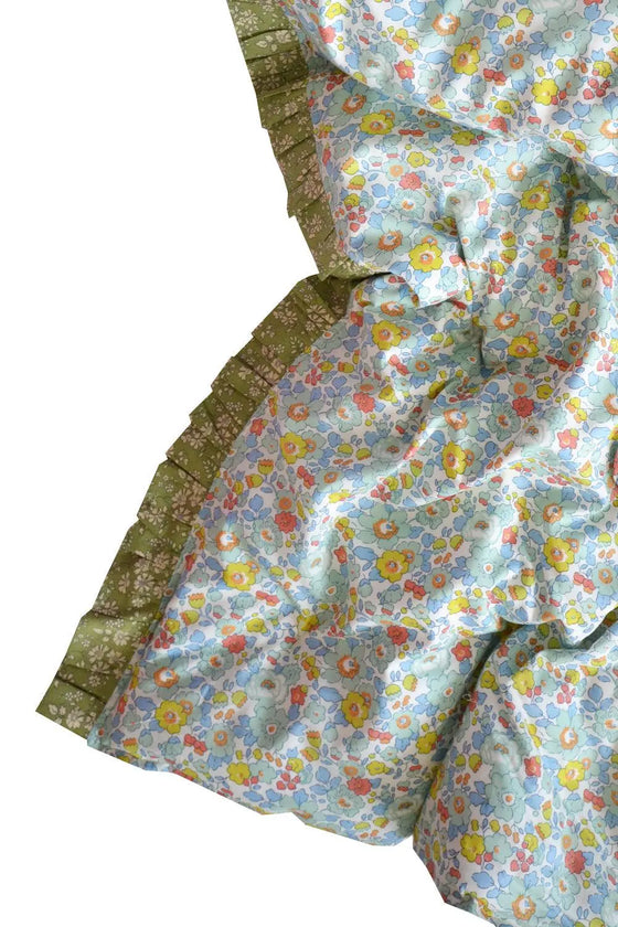 Reversible Ruffle Edge Heirloom Quilt Made With Liberty Fabric BETSY SAGE & CAPEL PISTACHIO Coco & Wolf