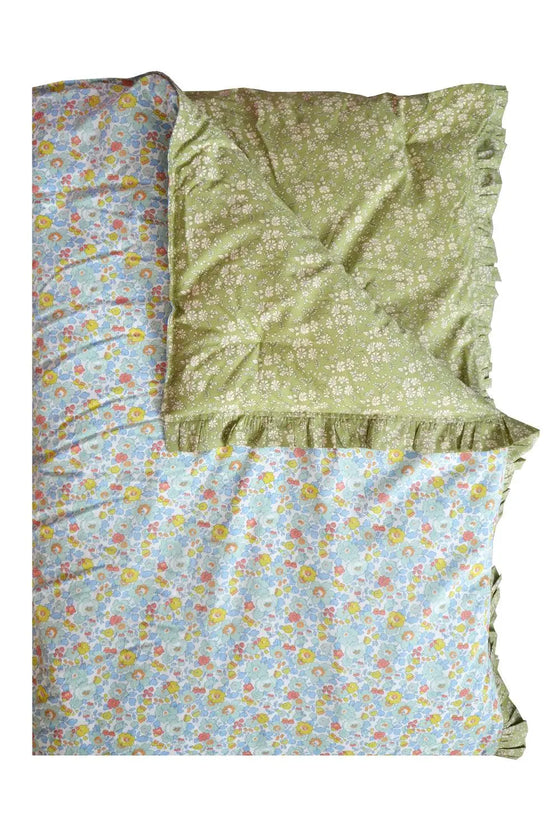 Reversible Ruffle Edge Heirloom Quilt Made With Liberty Fabric BETSY SAGE & CAPEL PISTACHIO Coco & Wolf