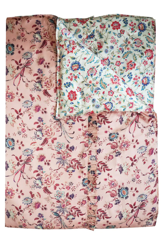 Reversible Ruffle Silk Heirloom Quilt Made With Liberty Fabric EVA BELLE & JANNAH Coco & Wolf