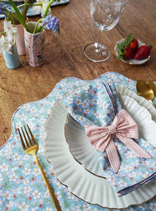  Reversible Wavy Placemat Made With Liberty Fabric PAYSANNE BLOSSOM & ELEMENTS BLUE