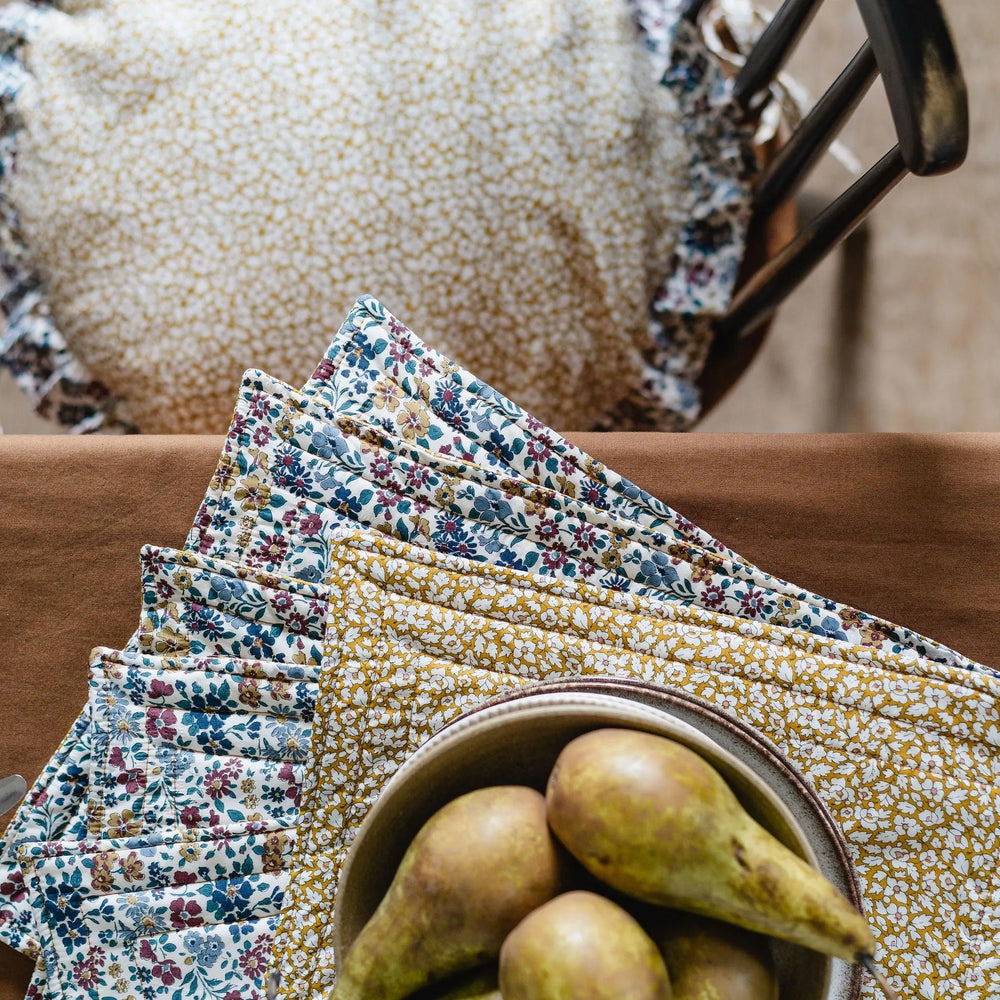 Reversible Stitch Placemat Made With Liberty Fabric FEATHER MEADOW & ANNABELLA Coco & Wolf