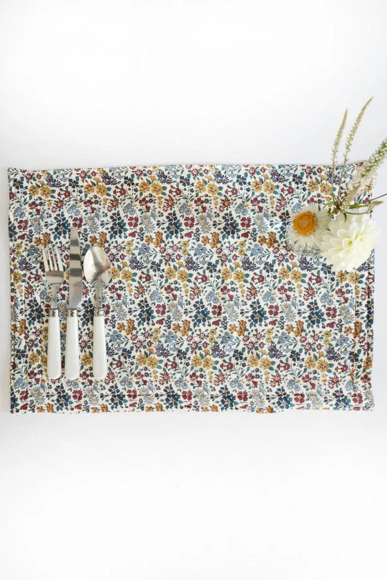 Reversible Stitch Placemat Made With Liberty Fabric FEATHER MEADOW & ANNABELLA Coco & Wolf