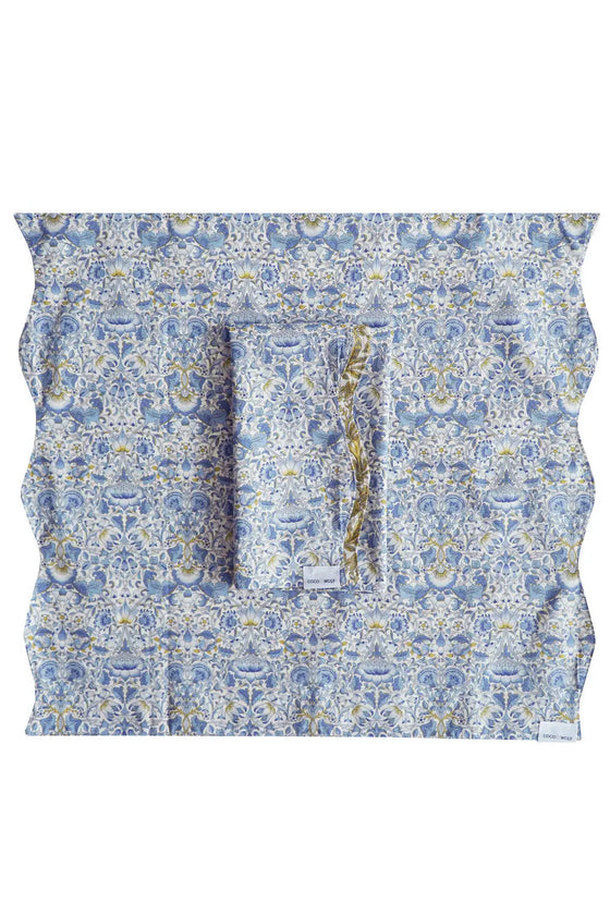 Reversible Wavy Napkin Set Made With Liberty Fabric LODDEN CHINA BLUE & SAMBOURNE YELLOW Coco & Wolf