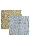 Reversible Wavy Napkin Set Made With Liberty Fabric LODDEN CHINA BLUE & SAMBOURNE YELLOW Coco & Wolf