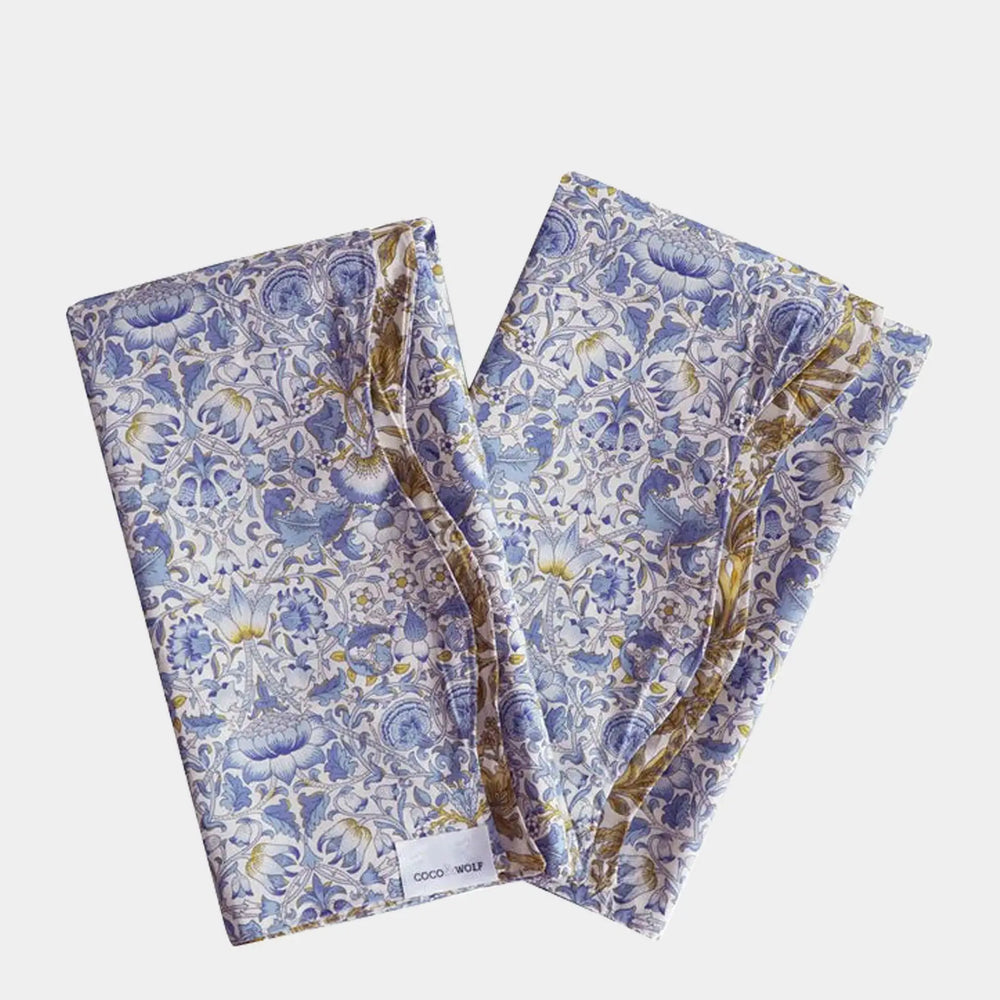 Reversible Wavy Napkin Set Made With Liberty Fabric LODDEN CHINA BLUE & SAMBOURNE YELLOW Coco & Wolf