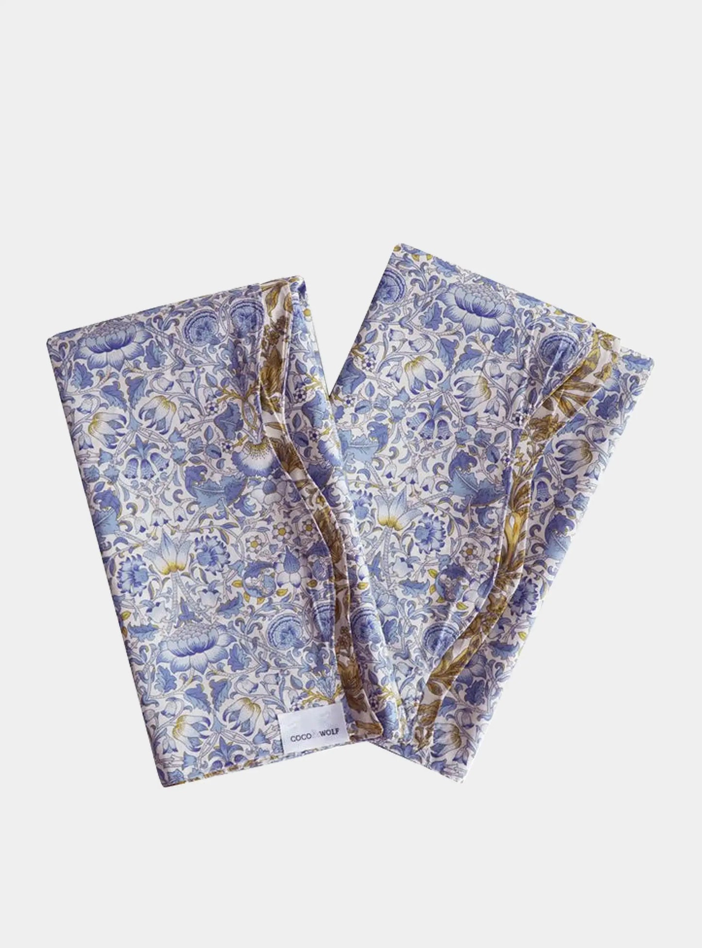 Reversible Wavy Napkin Set Made With Liberty Fabric LODDEN CHINA BLUE & SAMBOURNE YELLOW Coco & Wolf