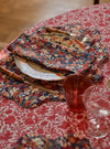 Reversible Wavy Placemat Made With Liberty Fabric THORPE RUST & STRAWBERRY THIEF SPRING BLUE