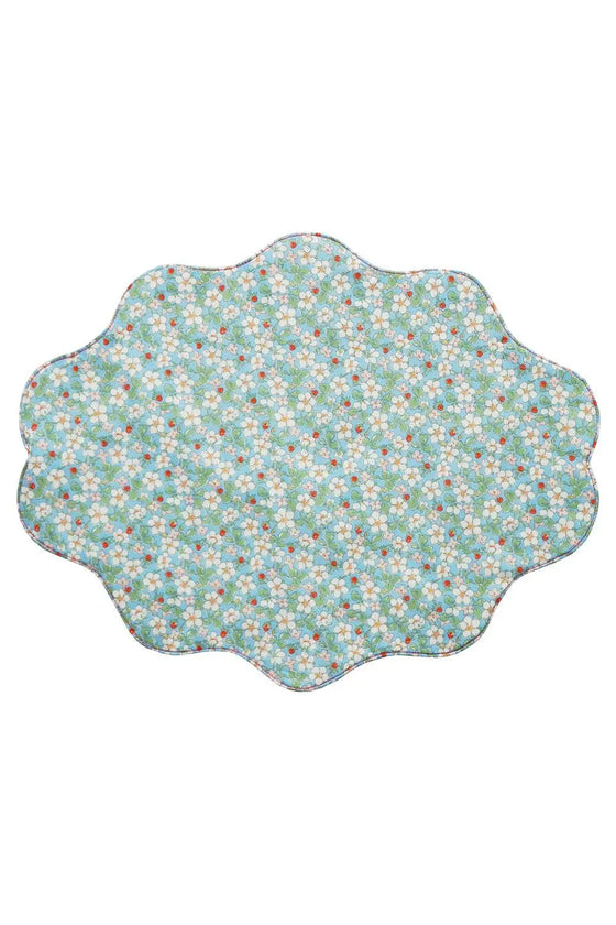 Reversible Wavy Placemat Made With Liberty Fabric PAYSANNE BLOSSOM & ELEMENTS BLUE Coco & Wolf