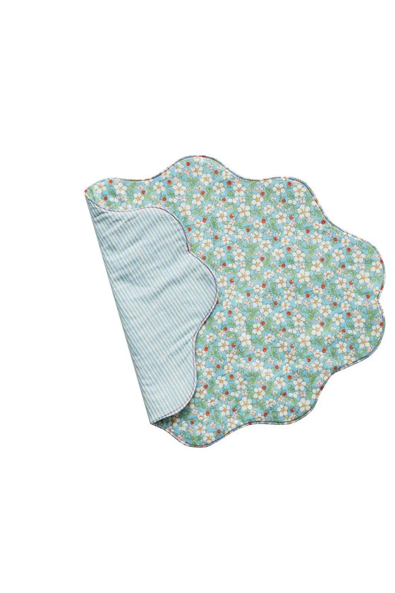 Reversible Wavy Placemat Made With Liberty Fabric PAYSANNE BLOSSOM & ELEMENTS BLUE Coco & Wolf