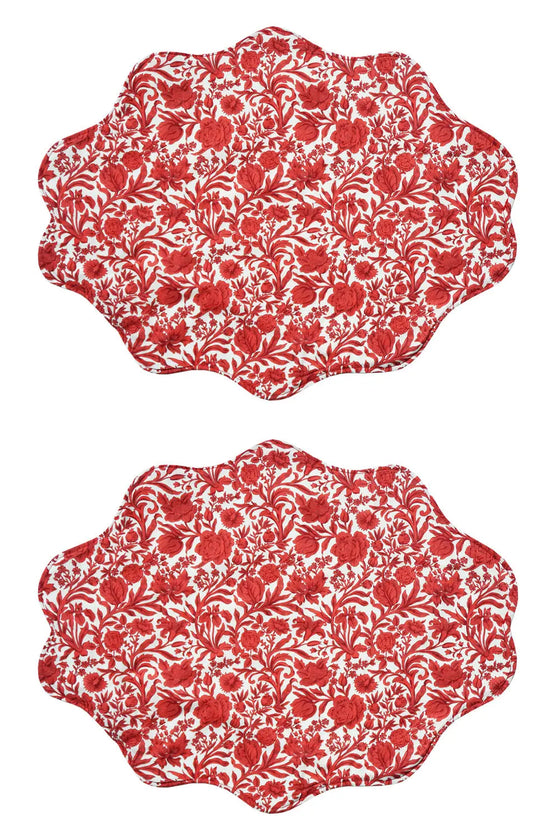 Reversible Wavy Placemat Made With Liberty Fabric SAMBOURNE RED & MITSI VALERIA RED Coco & Wolf