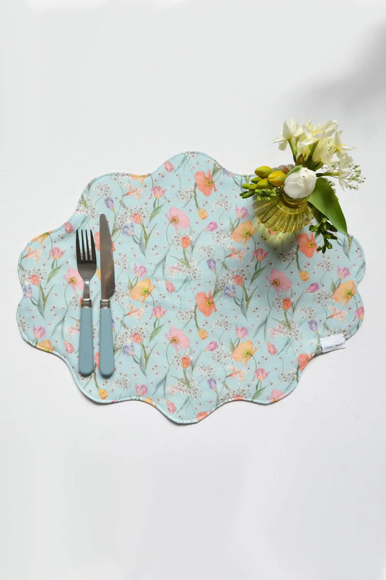 Reversible Wavy Placemat Made With Liberty Fabric SPRING BLOOMS & MEADOWLAND Coco & Wolf