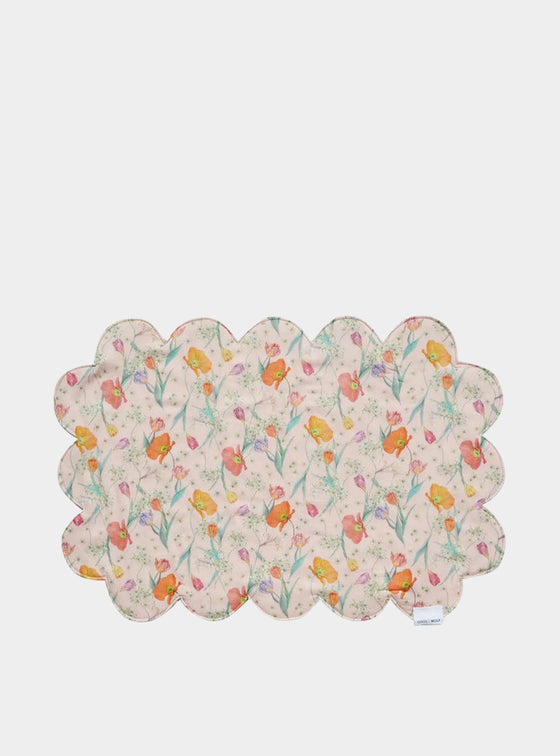 Reversible Cloud Scallop Placemat Made With Liberty Fabric SPRING BLOOMS & BETSY BOO