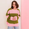 Rhiannon Recycled Cotton Mix Stripe Jumper - Pink and Green Cara & The Sky